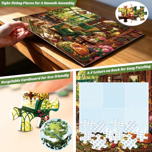 500 Piece Puzzle for Adults,Garden Books Library Jigsaw Puzzles 500 Pieces - color: Garden Library