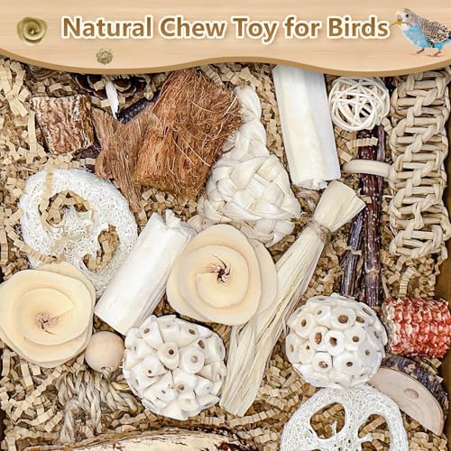 Natural Bird Toy Foraging Parrot Shredding Toys Box Conure Chewing Toys for Cockatiel Lovebird Parakeet Budgie Small-Medium Birds (Nature Color) - color: Nature Color
