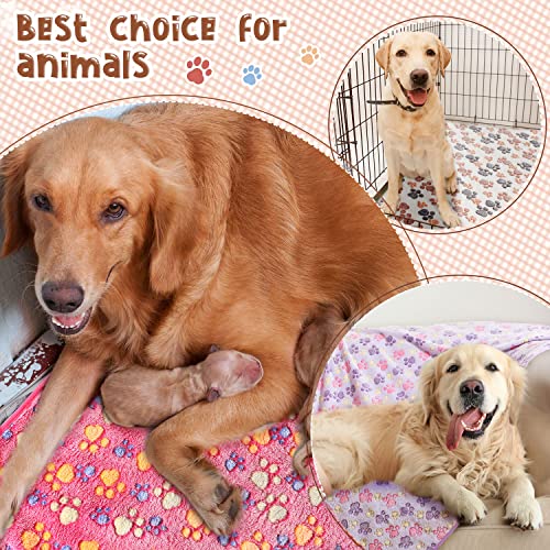 Tatuo 4 Pcs Fleece Dog Blankets for Puppy Cat, Mixed, 40 x 63 in, Paw - color: Mixed, size: 40 x 63 in