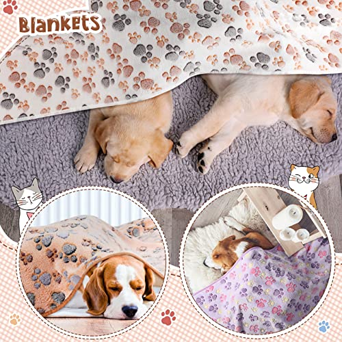 Tatuo 4 Pcs Fleece Dog Blankets for Puppy Cat, Mixed, 40 x 63 in, Paw - color: Mixed, size: 40 x 63 in