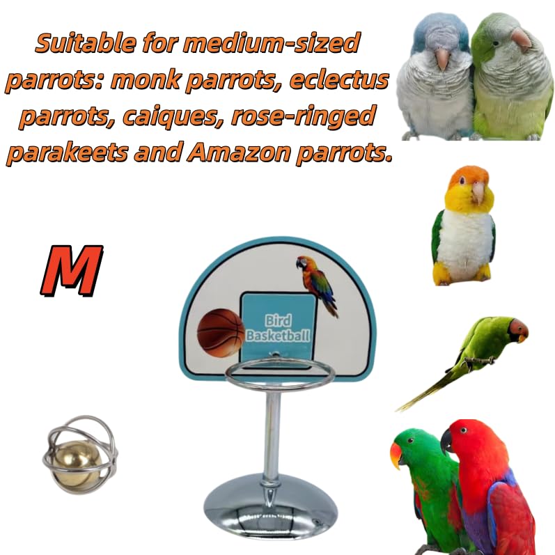 Fosrion Parrot Basketball Hoop Toy Set - Training Hoop with 1 Bird Balls for Medium-Sized Parrots (Medium) - size: Medium