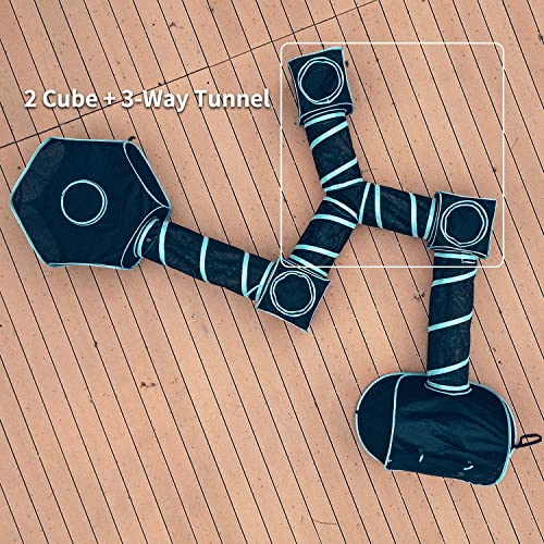 INTURN Cat Furniture Tent for Indoor and Outdoor Playpen Portable Cat Tunnels, Outdoor Kennel (2 Cube + 3-Way Tunnel) - color: 2 Cube + 3-Way Tunnel