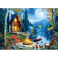 1000 Piece Jigsaw Puzzles for Adults, Lakeside Cabin with Letter - color: Blue - Lakeside Canoe