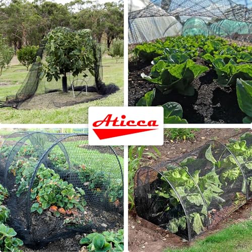 ATICCA 15 x 15 FT Heavy Duty Bird Netting for Garden, 10 Stakes, Black - size: 15x15 Bird Netting