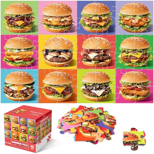 Jumbo Floor Puzzle for Kids,48 Piece Hamburger Jigsaw Puzzle Ages 3-8 - style: Hamburger