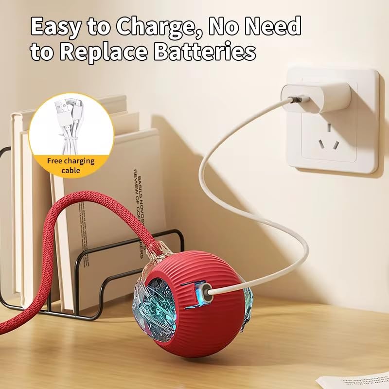 2025 Interactive Cat Toys for Indoor Cats - Toys Ball with Tail, Realistic Bird Chirping, Smart Obstacle Avoidance and Auto Restart,Cat Puzzle Toys for Bored Indoor Adult Cats and Dog (RED) - color: RED