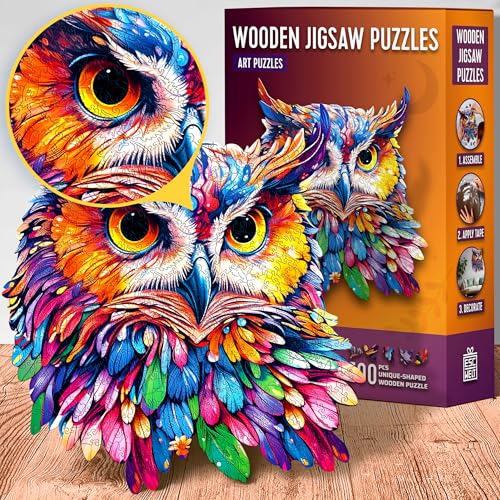 ESC WELT Wooden Owl Puzzle 300 Pieces - Captivating Mind Entertainment for Teens and Adults - Fun and Environmentally Friendly Toy - Challenging Jigsaw Game - Wooden Puzzle - color: Owl, size: 300 pcs