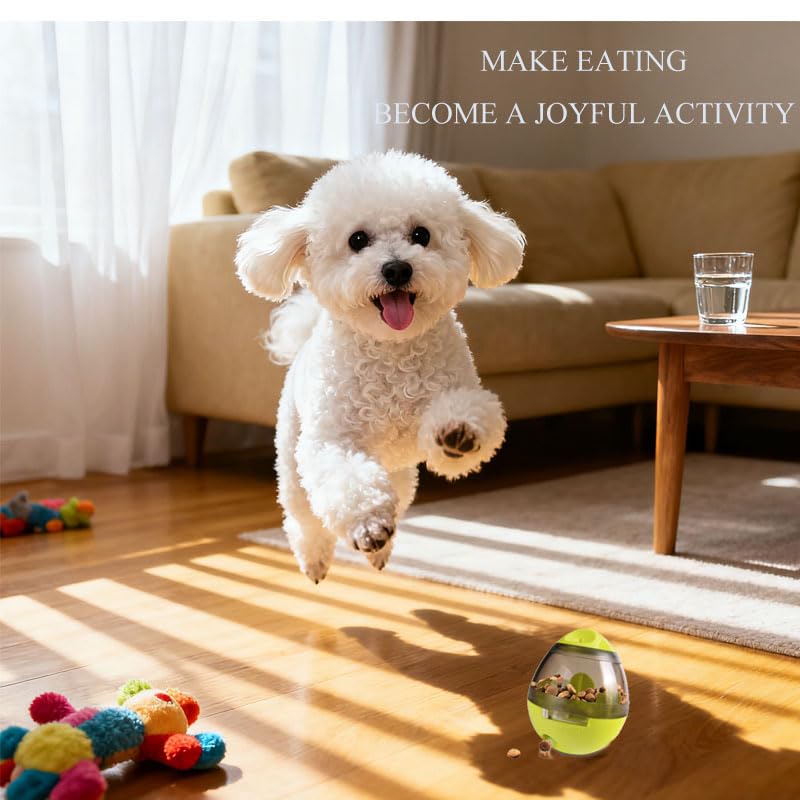 Interactive Dog Treat Toy Adjustable Treat Dispensing Ball Food Dispenser Tough Slow Feeder Puppy Enrichment Training Toy Pet Interactive Chase Toys for Small Medium Dogs Gift for Pets (Green) - color: Green