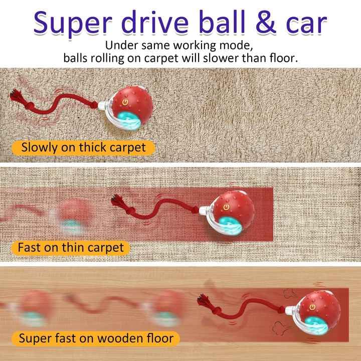 PetScope Interactive pet Toy Ball with Motion Sensor, Rechargeable, 3 Speed Modes, LED Lights, Bird Sound Effects, (Yellow) - color: Yellow