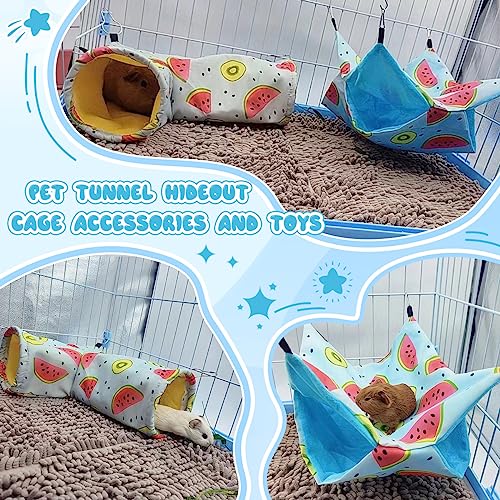 Large Caliber Guinea Pig & Rat Tunnel Hideout & Hammock, Corner Hideout Toy for Guinea Pig, Ferret, Hedgehog & Piggy to Hide and Shuttle (3. Hammock&Tunnel-Watermelon) - color: 3. Hammock&Tunnel-watermelon