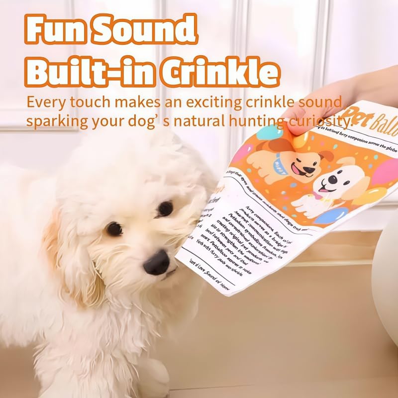 1 Pack Dog Newspaper Crinkle Toy with Built in Crinkle Sound Durable Chew Resistant Machine Washable for Puppies Small Dogs, White, M - color: White, size: M