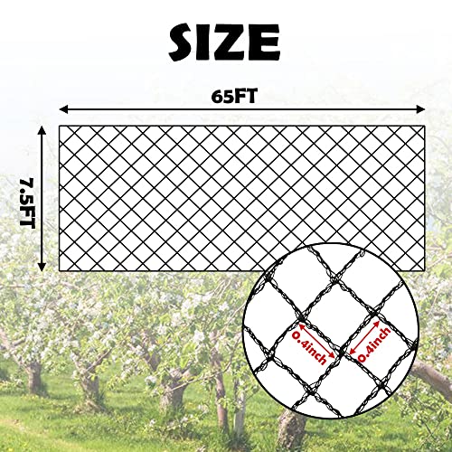 Bird Netting 7.5x65 Ft, 1/2In Mesh Garden Bird Netting, Fruit Tree Netting - size: 7.5x65ft-1/2in mesh