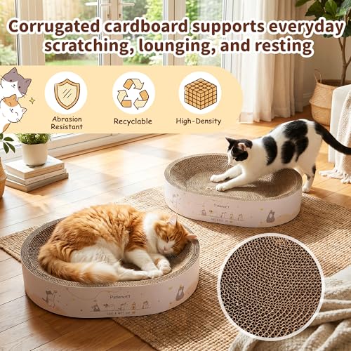 PatiencET 2-in-1 Oval Cat Scratcher Bed, Cardboard Lounger Scratch Bowl - size: Oval Wide - 1 Pack