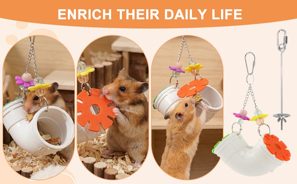 Rat Enrichment Toys, Interactive Foraging & Slow Feeder Toy with Hanging Design, Adjustable Mental Stimulation Puzzle for Rats, Hamsters, Parakeets, Preven ts Boredom