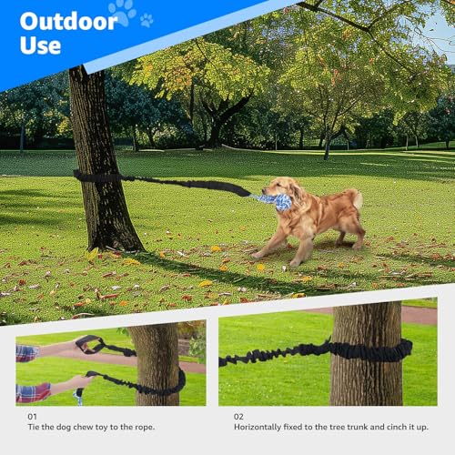 LOOBANI Outdoor Bungee Tug Toy, Interactive Dog Door/Tree Hanging Toys - color: Blue+Orange