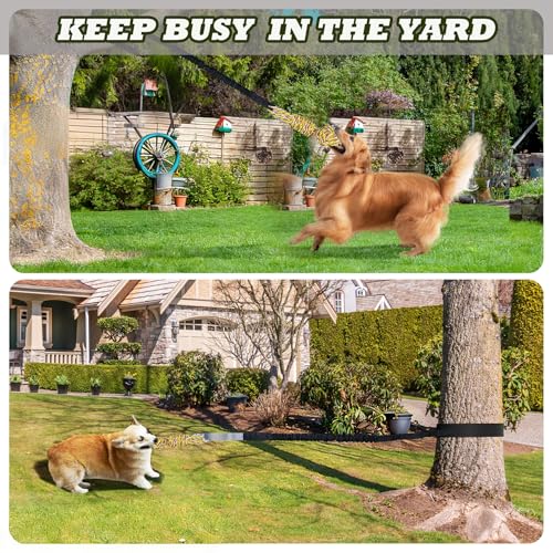 Dog Bungee Tug Toy in outside with Stake, outside dog toys for Yard & Tree