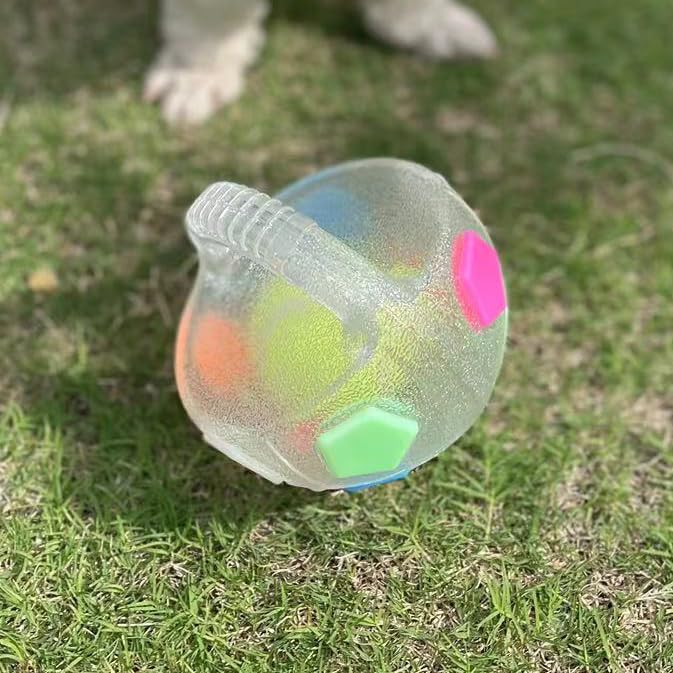 YoFellas Dog Toy Ball with Handle – Durable Squeaky Fetch Ball for Medium & Large Dogs, Floating Interactive Chew Toy for Water Play, Training & Outdoor Games - size: Large