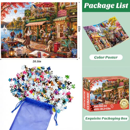 500 Piece Puzzles for Adults,Autumn Lakeside Bookstore Jigsaw Puzzles - color: Lakeside Bookstore