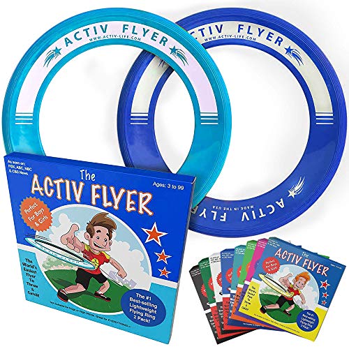 Activ Life Kid’s Flying Rings (2 Pack) They Fly Straight & Don’t Hurt, 80% Lighter Than Standard Rings - Replace Screen Time with Healthy Family Fun - Get Outside & Play - color: Cyan/Blue