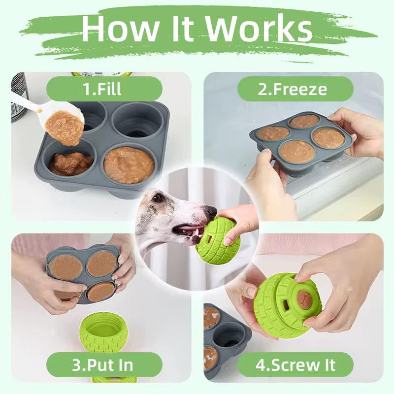 Play Plus Frozen Treat Dispensing Dog Toy - Interactive Dog Toys to Keep Your Pup Busy and Distracted - Freezable Fillable Rubber, Reduces Anxiety, Easy to Clean, Perfect for Seniors (Green) - color: Green