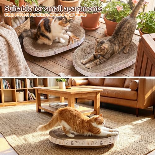 PatiencET Oval Cat Scratcher Bed for Indoor Cats with Catnip - size: Oval Narrow - 1 Pack