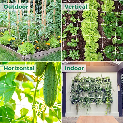 Kikhope Trellis Netting, 3 Packs 5 x 15 ft Heavy-Duty Polyester Plant Trellis Netting Mesh, Square Mesh Net for Climbing Plant, Fruits, Vegetables, Vines, Grow Tents, White - size: 5 x 15 ft ( 3 Packs )