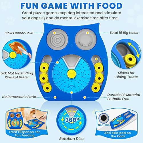 Joansan Dog Puzzle Toy, Enrichment Toy Treat Dispenser for IQ Stimulation - color: Dark Blue OWL-Large Dog