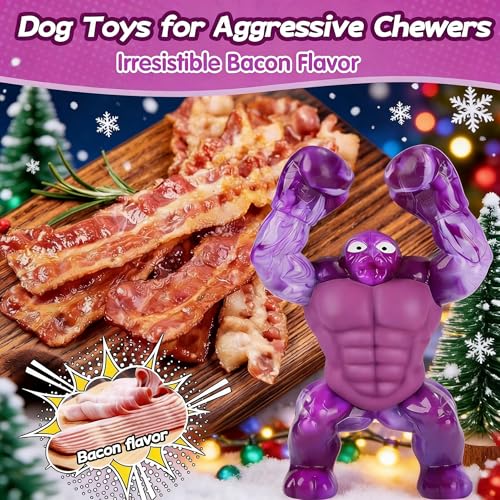 Furdog Dog Toys for Aggressive Chewers Indestructible Dog Toy for Large Dogs Tough Dog Toys to Keep Them Busy - color: Purple-1