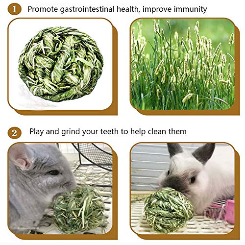 Hamiledyi Rabbit Chew Ball Timothy Grass Grinding Bunny Chew Toys 6PCS - size: 6 PCS grass ball