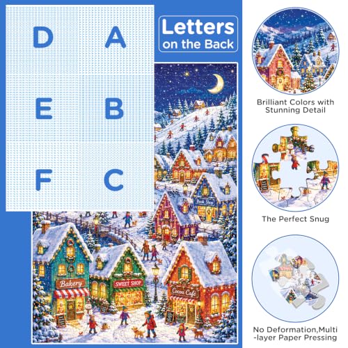 500 Piece Puzzles for Adults, Snow Mountain Ski Village Jigsaw Puzzle - color: Skiing in Town