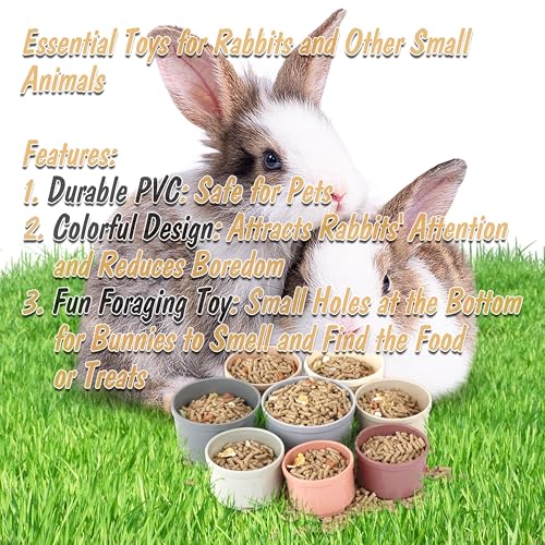 HIIMALEX 8-Pcs Bunny Toys Stacking Cups for Rabbit Foraging and Play Bunny Essential Toys Safe Plastic Accessories for Small Animals Rabbits