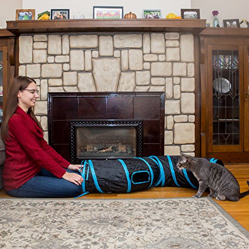 PetLike S Way Cat Tunnel Collapsible Pop-up Pet Tube Hideaway Play Toy with Ball (S-Way, Brown) - color: Brown, size: S-Way