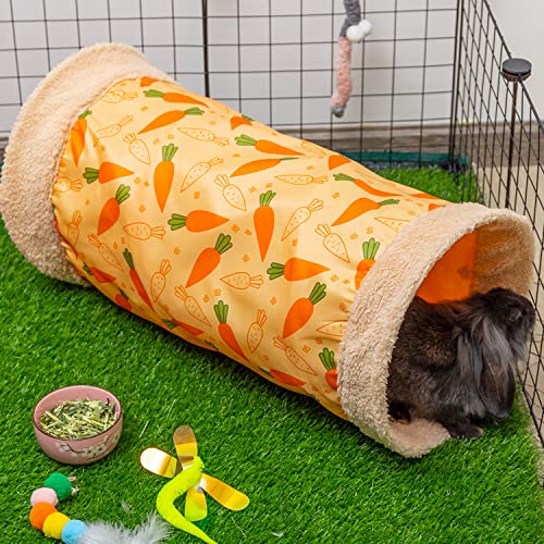 Rabbit Hideout Tunnel, Soft Fleece Foldable Bunny Tube Nest Indoor