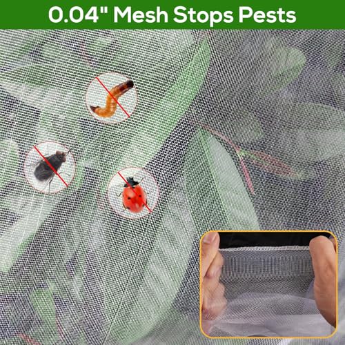 2 Pack 4 x 5 ft Fruit Tree Netting Covers with Zipper and Drawstring - size: 5 x 4FT/2Pack