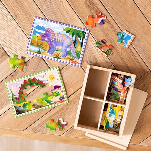 Melissa & Doug 4-in-1 Wooden Dinosaur Puzzles, 48-Piece Jigsaw Puzzle Set - style: Dinosaurs