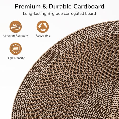 FUKUMARU 3PCS Cardboard Cat Scratcher Bed, Durable Oval Cat Scratch Pads