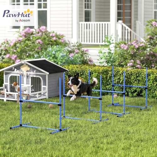 PawHut 4 Piece Dog Agility Training Equipment for Dog Agility Course Blue - color: Blue, size: 4 Piece