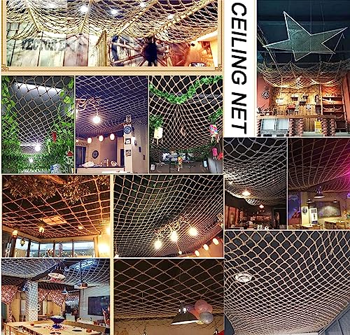 KACQIHTU Hemp Rope Net Child Safety Net Rope Fence Stairs Balcony Railings Garden Playground Safety Protection Rope Netting Climbing Net for Kids - size: 3.3X26.2ft