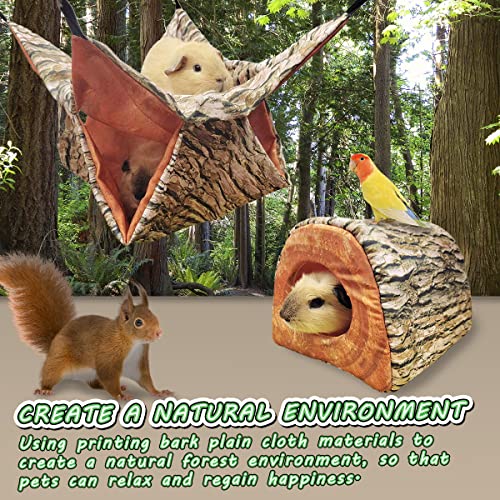 EAEDMY Guinea Pig Rat Ferret Tree Hole Bed and Hammock Tunnel, Hanging Bunk, Parrot Bird Hideout, Small Animals Soft Bed (5.Tunnel Bed) - color: 5.Tunnel bed