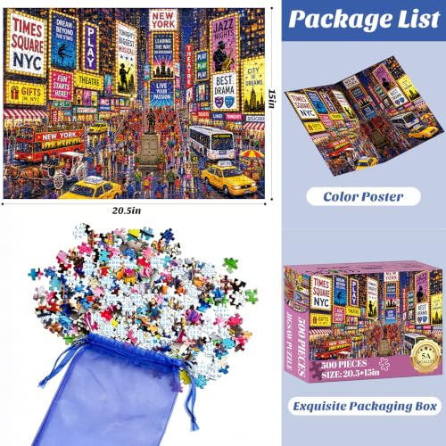 500 Piece Puzzles for Adults,New York City Times Square Jigsaw Puzzles - color: Times Square