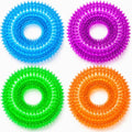 Dog Chew Toys for Aggressive Chewers, Squeaky Floating Donut Rings, 4 Pack - color: 4 Colors