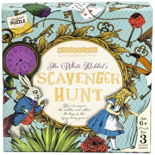 The White Rabbit's Scavenger Hunt by Professor Puzzle. - Alice in Wonderland Themed Treasure Hunt for The Whole Family. - style: White Rabbit