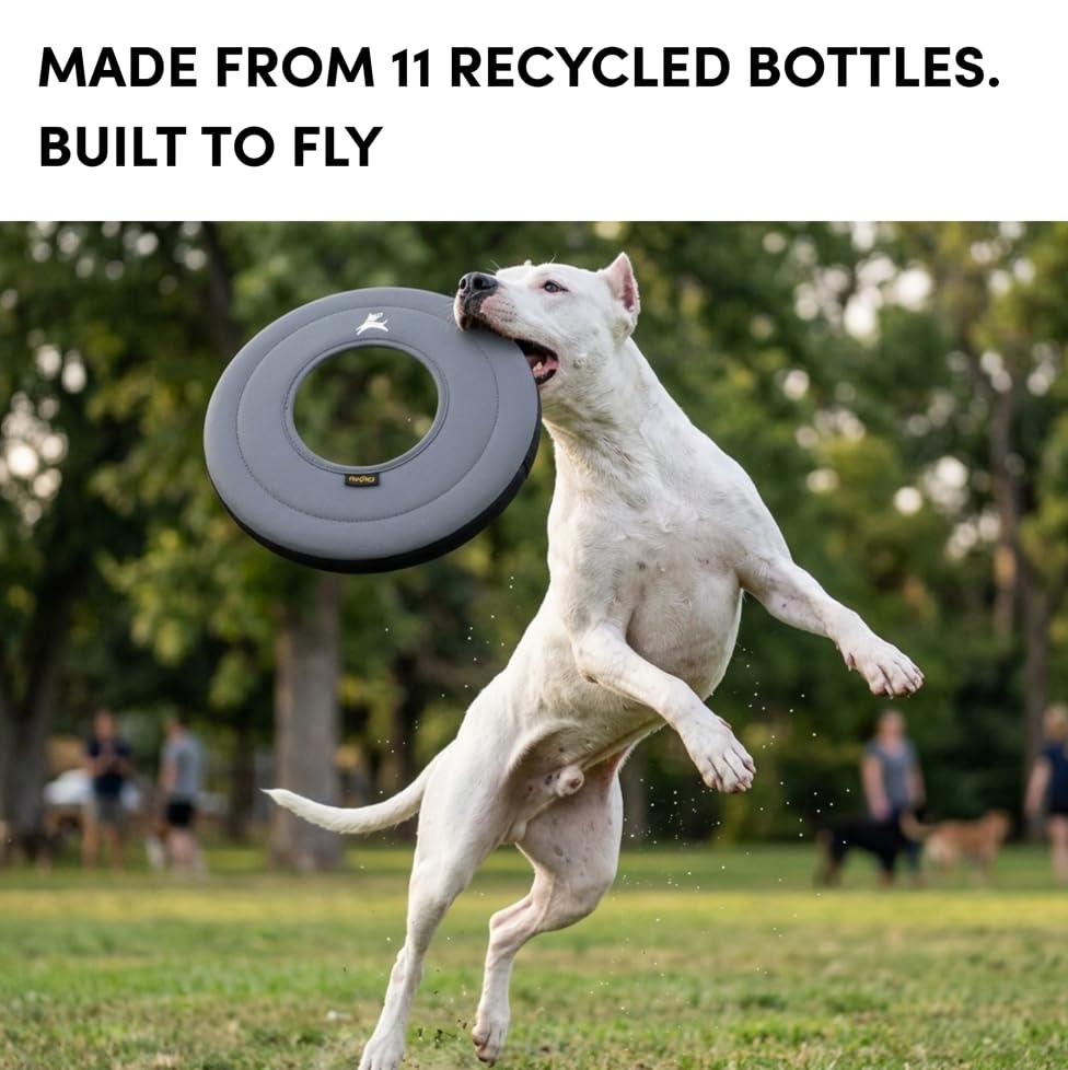 OllyDog Super Flyer Dog Flying Disc – Floating Fetch Toy for Water Play, Soft Eco-Friendly Recycled Fabric, Gentle on Teeth, 11" for Medium & Large Dogs (Castle Rock, 11") - color: Castle Rock