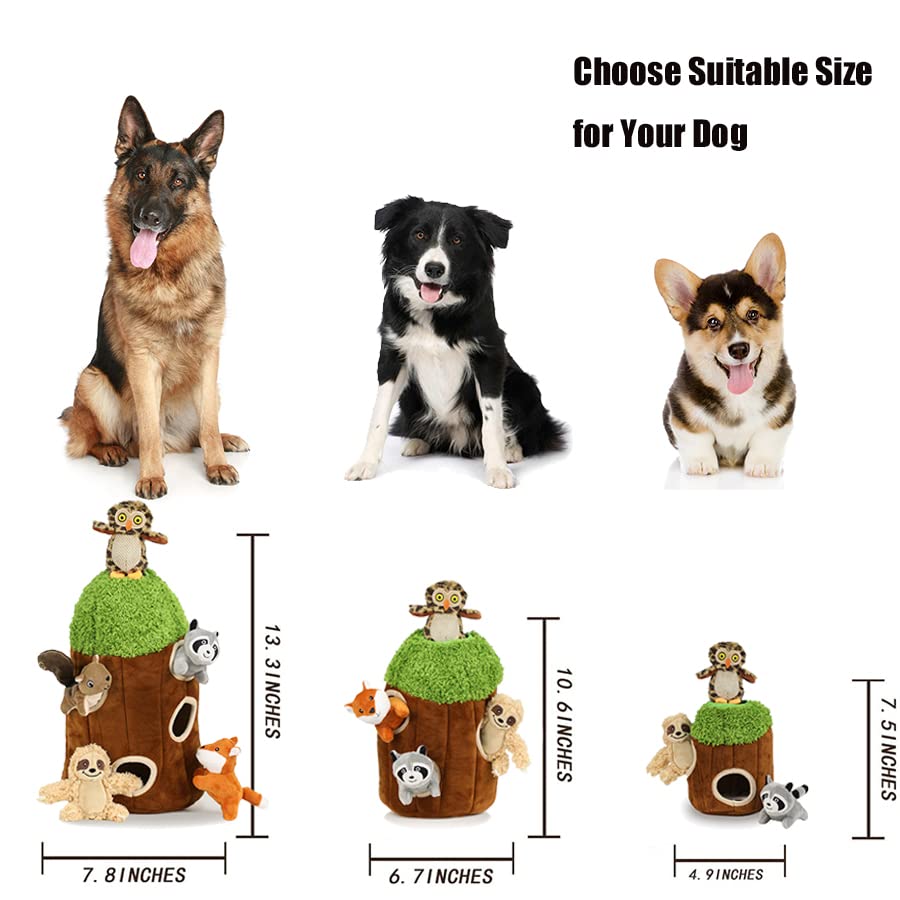 Hide and Seek Dog Puzzle Puppy Toys, Interactive Squeaky Plush, Stuffed Toys for Dogs, Small Size(Sheep, Panda, Forest Animals) (Tree Hole Mix Medium)