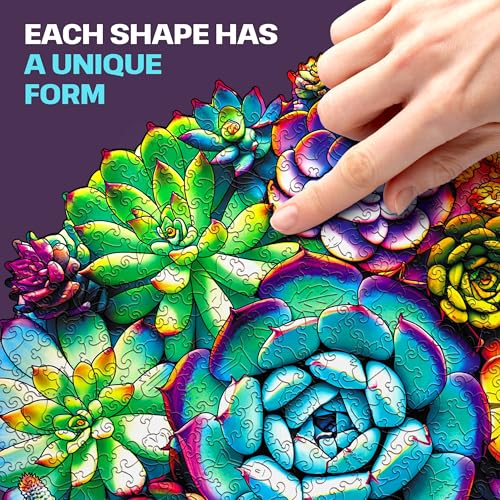 ESC WELT Wooden Succulent Puzzle 500 Pieces - Captivating Mind Entertainment for Teens and Adults - Fun and Environmentally Friendly Toy - Challenging Jigsaw Game - Wooden Puzzle - color: Succulent, size: 500