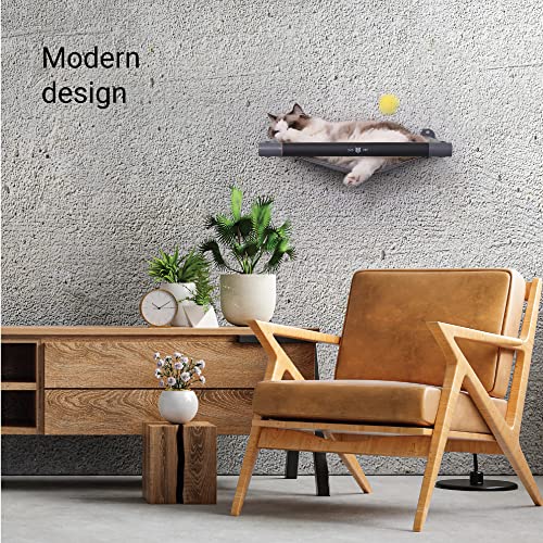 SVD.PET Cat Hammock Wall Mounted with Toy, Soft Padded & Comfortable Cover Premium Wall Furniture. Modern Design Cat Shelf. Supports up to 40 lbs (Comfy Plus, Dark Grey) - color: Dark Grey, size: Hammock - Comfy Plus