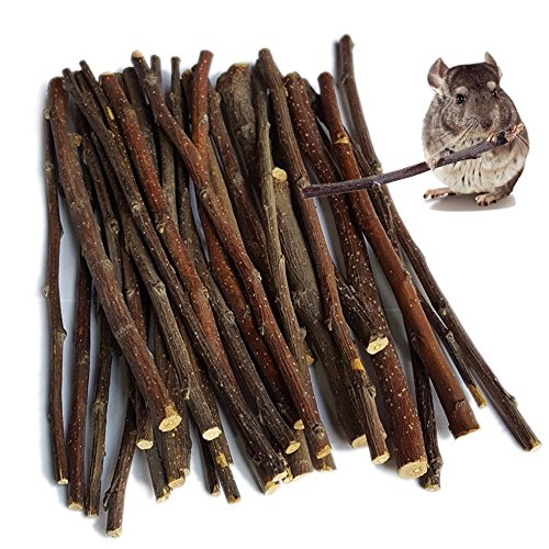 sharllen 200g (7.05oz) Natural Apple Sticks Wood Tree Branches Pet Snacks Chew Toys for Rabbit Hamsters Guinea Pig Chinchillas Squirrel and Other Small Animals - size: 7.05 Ounce (Pack of 1)