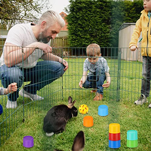 LEIFIDE 9 Pack Stack up Bunny Cups and Treat Ball for Bunny Toys Rabbit Food Dispenser Rabbit Stacking Cups Snack Ball Toys Plastic Nesting for Small Animals Rabbits