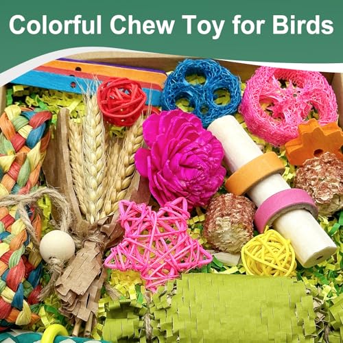 Natural Bird Toy Foraging Parrot Shredding Toys Box Conure Chewing Toys for Cockatiel Lovebird Parakeet Budgie Small-Medium Birds (Colorful) - color: Colorful
