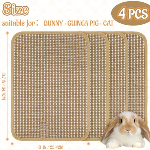 Rabbit Scratching Pad, Sisal Scratching Pad for Bunny, Guinea Pig, Cat. Resting Mats for Cages, Forage Grass Mat Indoor Essentials Accessories (4PCS) - size: TZZB-4PCS